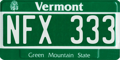 VT license plate NFX333