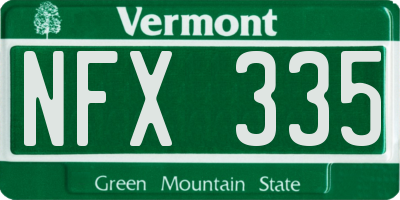 VT license plate NFX335