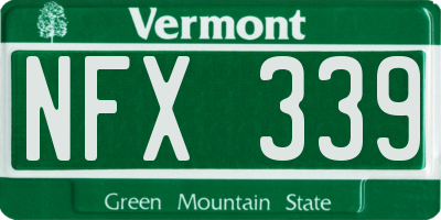 VT license plate NFX339