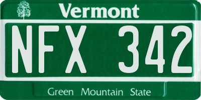 VT license plate NFX342