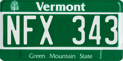 VT license plate NFX343