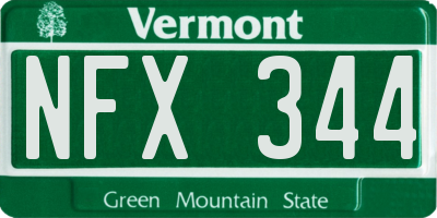 VT license plate NFX344