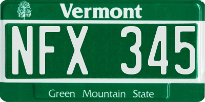 VT license plate NFX345