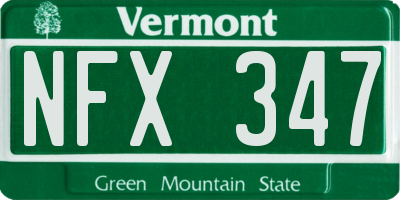 VT license plate NFX347