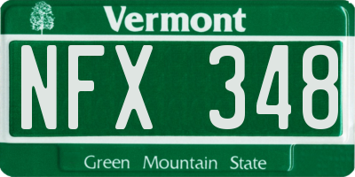 VT license plate NFX348