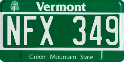 VT license plate NFX349