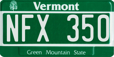 VT license plate NFX350
