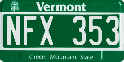 VT license plate NFX353