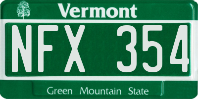 VT license plate NFX354