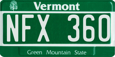VT license plate NFX360