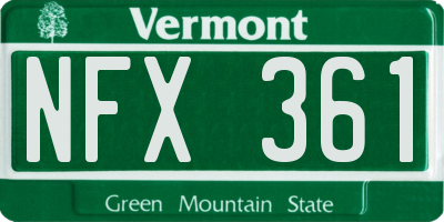 VT license plate NFX361
