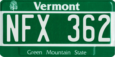 VT license plate NFX362