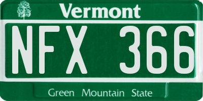 VT license plate NFX366