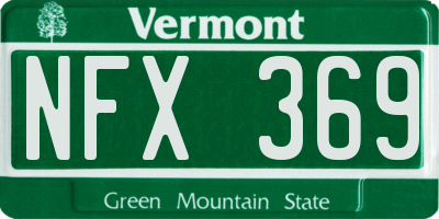 VT license plate NFX369