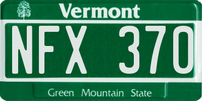 VT license plate NFX370