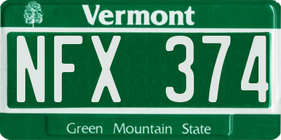 VT license plate NFX374