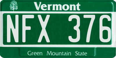 VT license plate NFX376