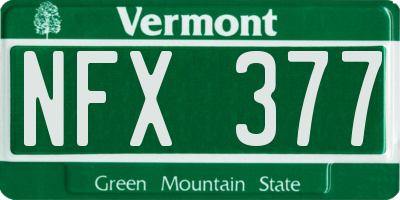 VT license plate NFX377