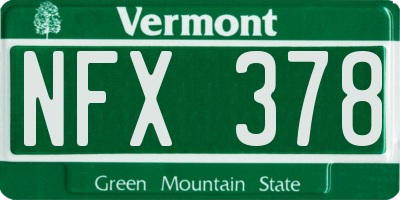 VT license plate NFX378