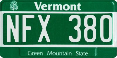 VT license plate NFX380