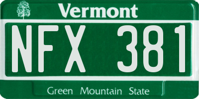 VT license plate NFX381