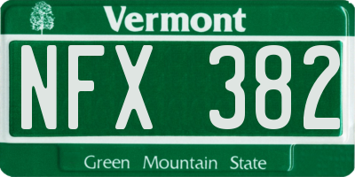 VT license plate NFX382
