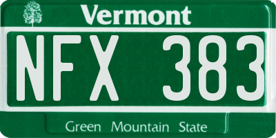 VT license plate NFX383
