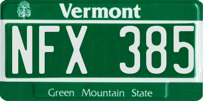 VT license plate NFX385