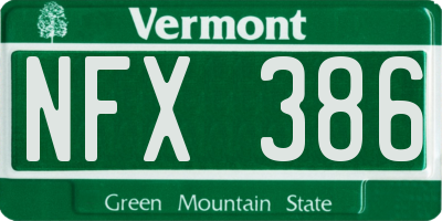 VT license plate NFX386