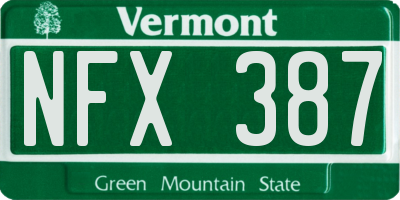 VT license plate NFX387