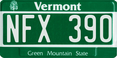 VT license plate NFX390