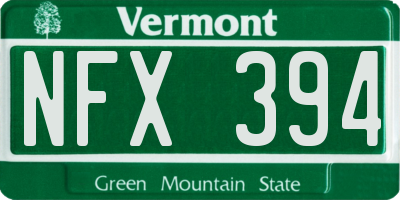 VT license plate NFX394