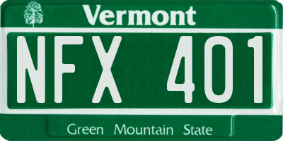 VT license plate NFX401