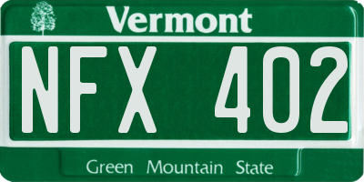 VT license plate NFX402
