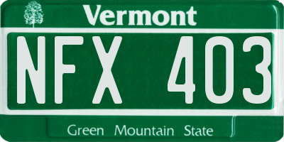VT license plate NFX403