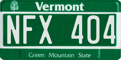 VT license plate NFX404