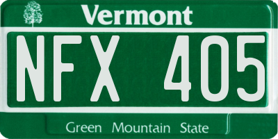 VT license plate NFX405