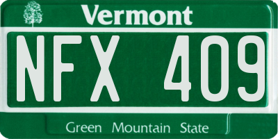 VT license plate NFX409