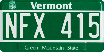 VT license plate NFX415