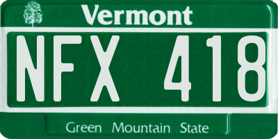 VT license plate NFX418