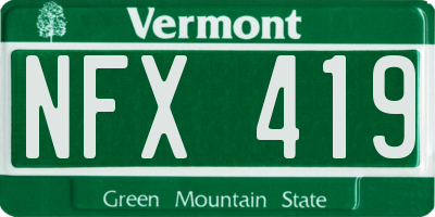 VT license plate NFX419