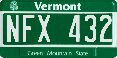 VT license plate NFX432