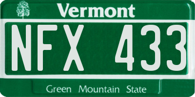 VT license plate NFX433
