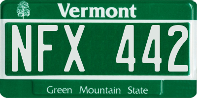 VT license plate NFX442
