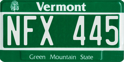 VT license plate NFX445