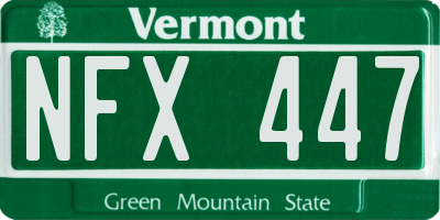 VT license plate NFX447
