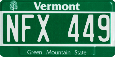 VT license plate NFX449