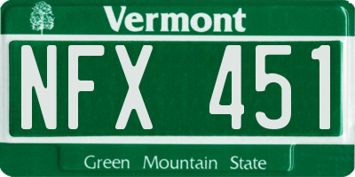 VT license plate NFX451