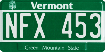 VT license plate NFX453