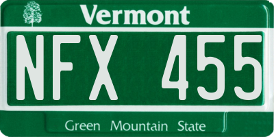 VT license plate NFX455